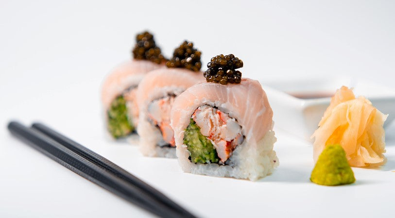 Sushi Roll with Crab Meat With Yellowtail and Caviar – Attilus Caviar