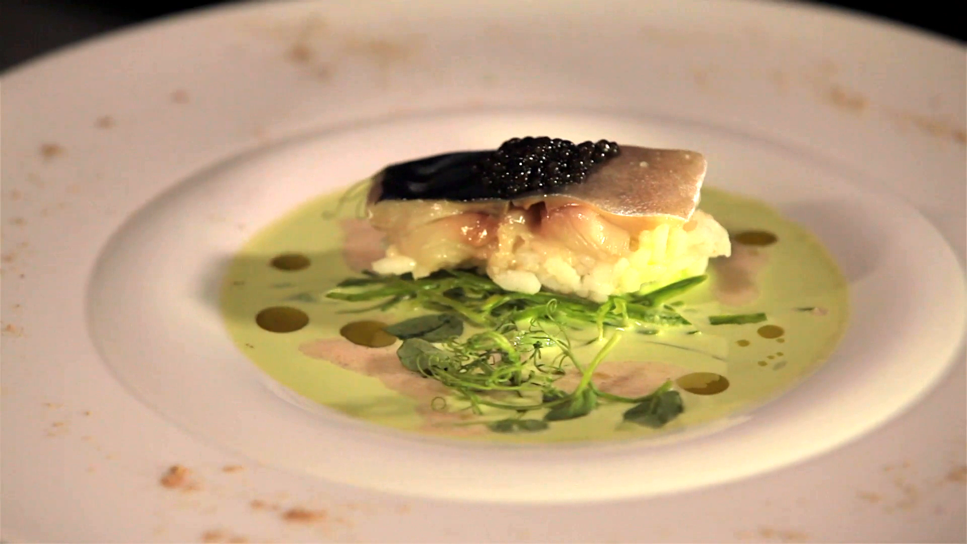 Iki Jimi Applewood smoked Mackerel Nigiri, Chilled pea velouté, cepe d – Attilus Caviar